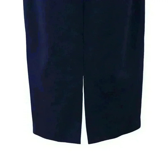 Eliza J Navy Blue Sheer Ruffle Sleeve Crew Neck Sheath Midi Dress Size 8 - Picture 3 of 9